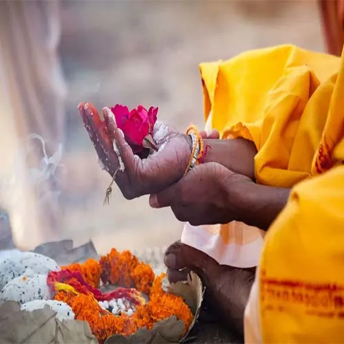 पूजन में अर्पित पुष्प एवं पिंड
