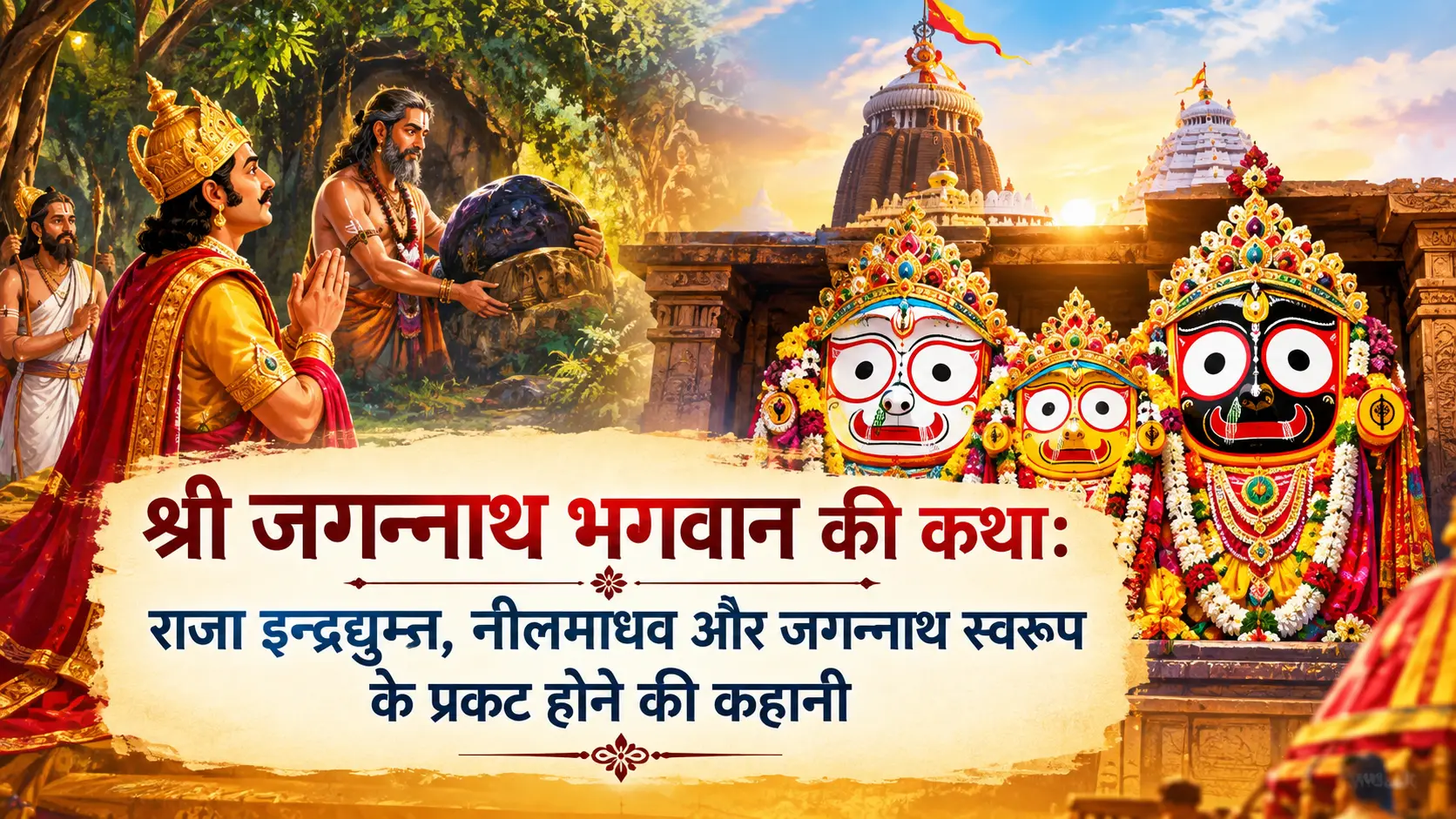 श्री जगन्नाथ भगवान की कथा: राजा इन्द्रद्युम्न, नीलमाधव और जगन्नाथ स्वरूप के प्रकट होने की कहानी