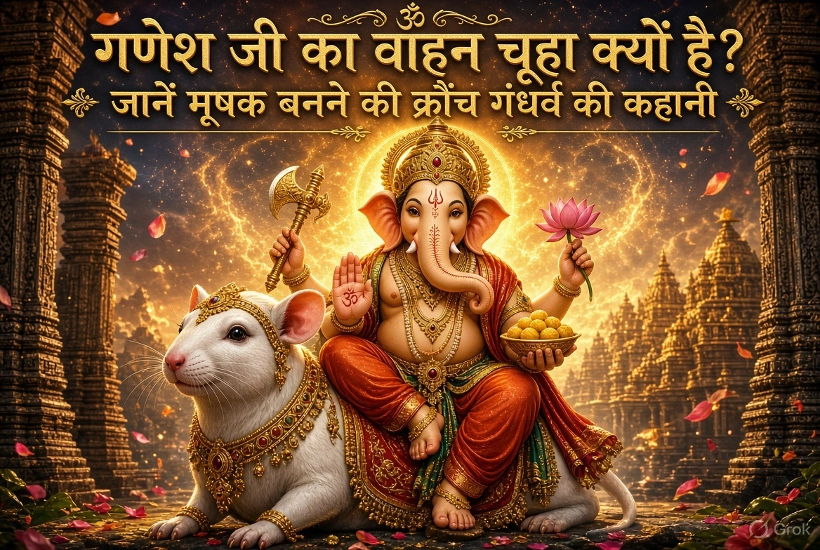 गणेश जी का वाहन चूहा क्यों है? जानें मूषक बनने की क्रौंच गंधर्व की कहानी